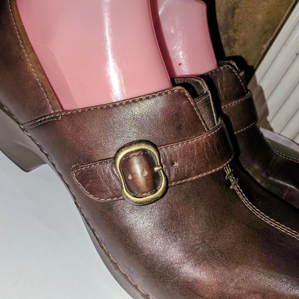 DANSKO TAMARA Sz 10.5/11 Distressed Brown Leather Buckle Pro Clog Ankle Booties - Picture 2 of 12